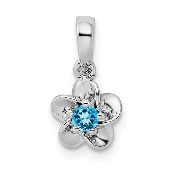 Sterling Silver Rhodiumplated Floral Blue Topaz Pendant TreasureFineJewelers Necklaces Sterling Silver Rhodiumplated Floral Blue Topaz Pendant TreasureFineJewelers Necklaces