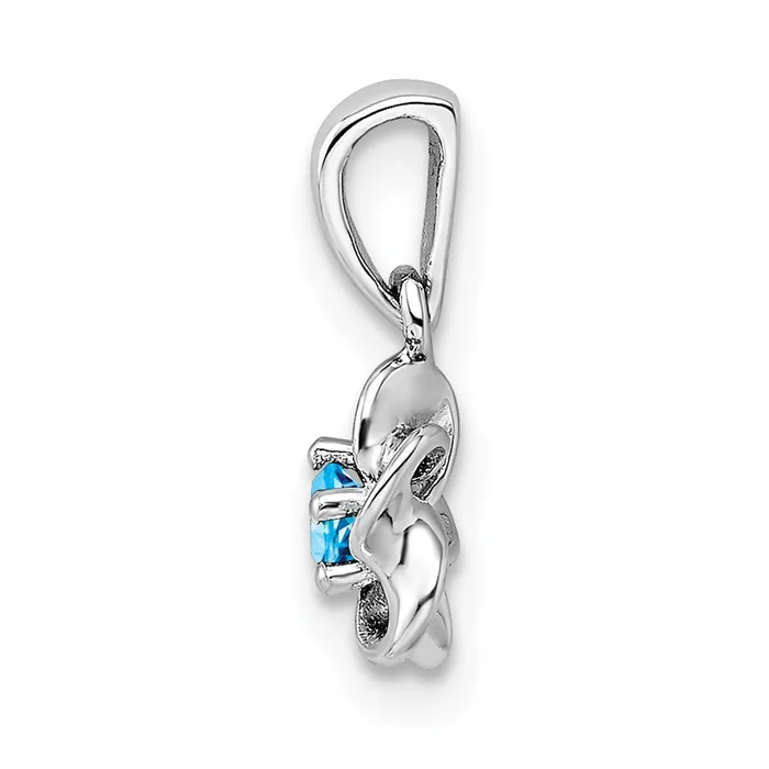 Sterling Silver Rhodiumplated Floral Blue Topaz Pendant TreasureFineJewelers Necklaces