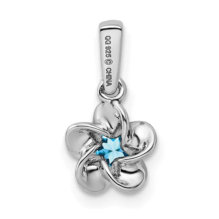 Sterling Silver Rhodiumplated Floral Blue Topaz Pendant TreasureFineJewelers Necklaces