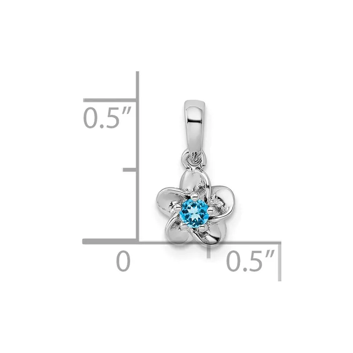 Sterling Silver Rhodiumplated Floral Blue Topaz Pendant TreasureFineJewelers Necklaces