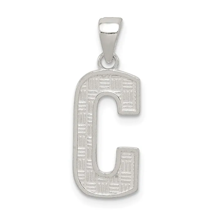 Sterling Silver Rhodiumplated Letter C Initial Pendant TreasureFineJewelers Necklaces Sterling Silver Rhodiumplated Letter C Initial Pendant TreasureFineJewelers Necklaces