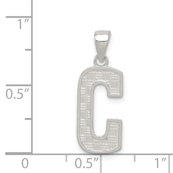 Sterling Silver Rhodiumplated Letter C Initial Pendant TreasureFineJewelers Necklaces