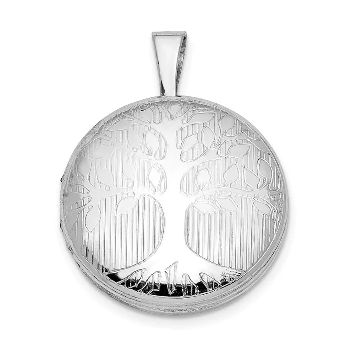 Sterling Silver Rhodiumplated Round Tree Design Locket TreasureFineJewelers Necklaces Sterling Silver Rhodiumplated Round Tree Design Locket TreasureFineJewelers Necklaces