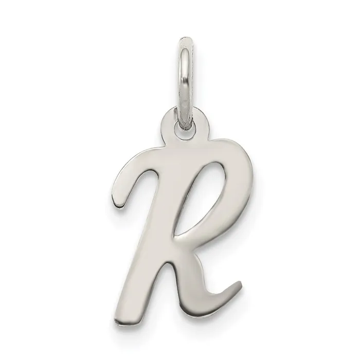 Sterling Silver Rhodiumplated Script Letter R Initial Charm TreasureFineJewelers Necklaces Sterling Silver Rhodiumplated Script Letter R Initial Charm TreasureFineJewelers Necklaces