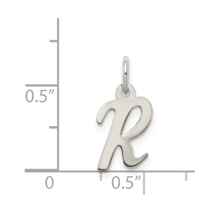 Sterling Silver Rhodiumplated Script Letter R Initial Charm TreasureFineJewelers Necklaces