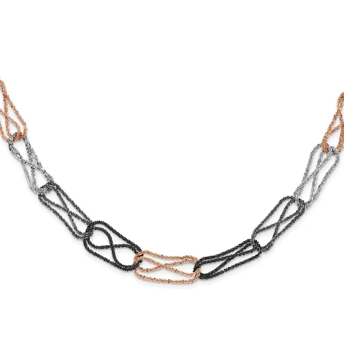 Sterling Silver Ruthenium Black Rosetone Rhodiumplated Fancy Necklace Chain TreasureFineJewelers Necklaces Sterling Silver Ruthenium Black Rosetone Rhodiumplated Fancy Necklace Chain TreasureFineJewelers Necklaces