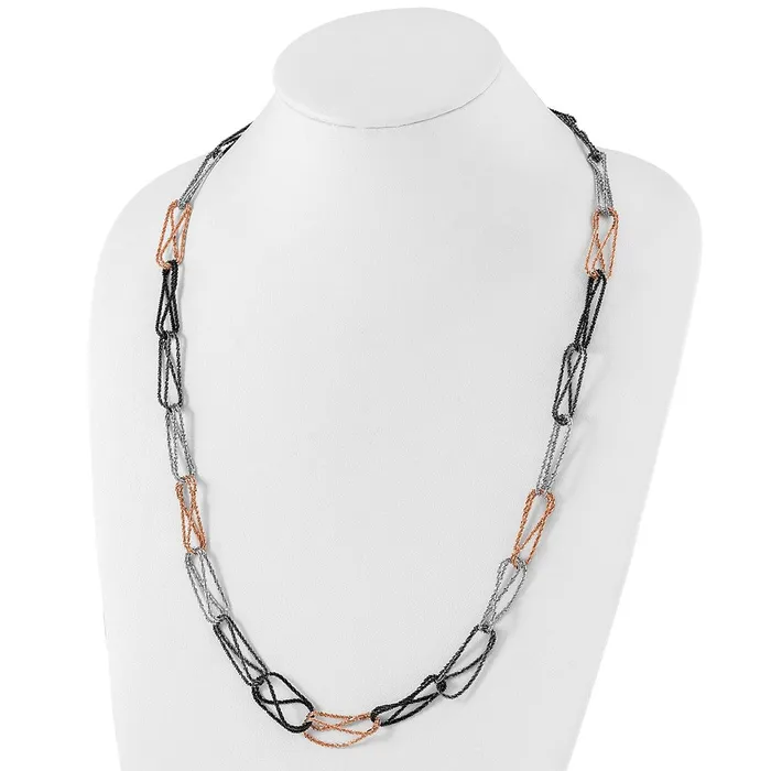 Sterling Silver Ruthenium Black Rosetone Rhodiumplated Fancy Necklace Chain TreasureFineJewelers Necklaces