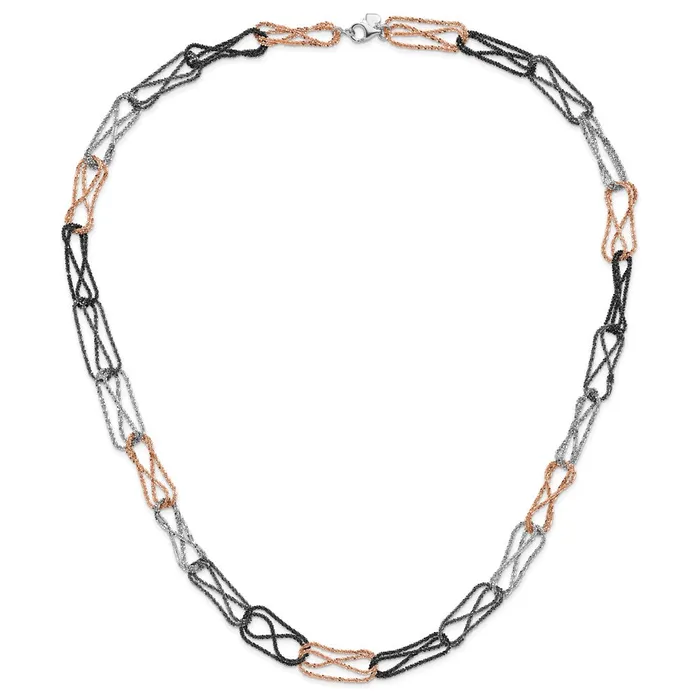 Sterling Silver Ruthenium Black Rosetone Rhodiumplated Fancy Necklace Chain TreasureFineJewelers Necklaces