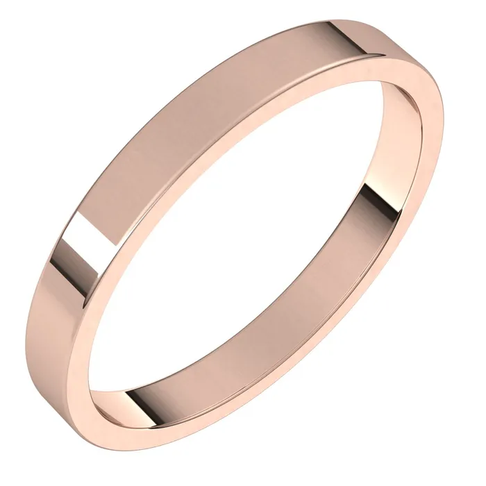 TreasureFineJewelers 10K Rose Gold 25 mm flat Wedding Band Rings