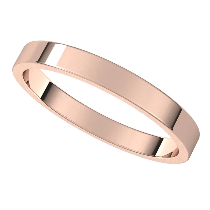 TreasureFineJewelers 10K Rose Gold 25 mm flat Wedding Band Rings