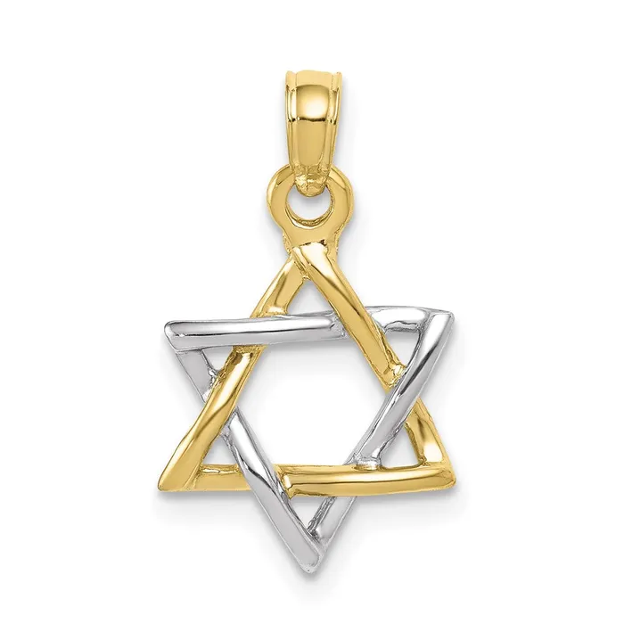 TreasureFineJewelers 10K Twotone Polished Star of David Pendant Necklaces TreasureFineJewelers 10K Twotone Polished Star of David Pendant Necklaces