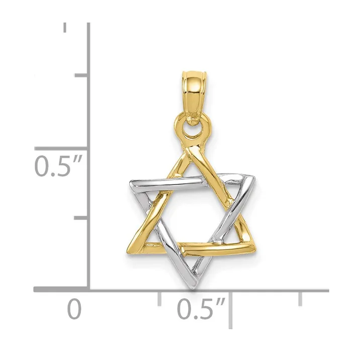 TreasureFineJewelers 10K Twotone Polished Star of David Pendant Necklaces