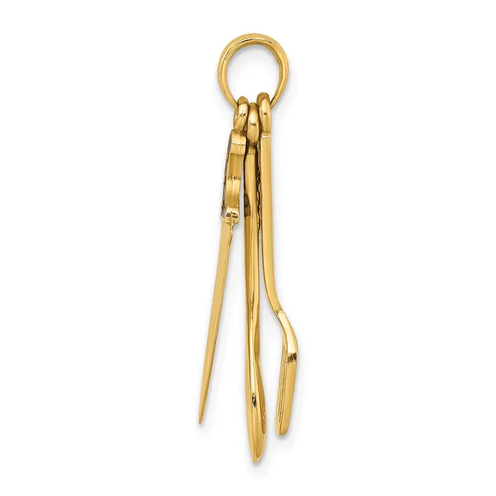 TreasureFineJewelers 14K 3D Enamel Butcher Knife Spoon and Spatula Moveable Charm Charm Necklaces