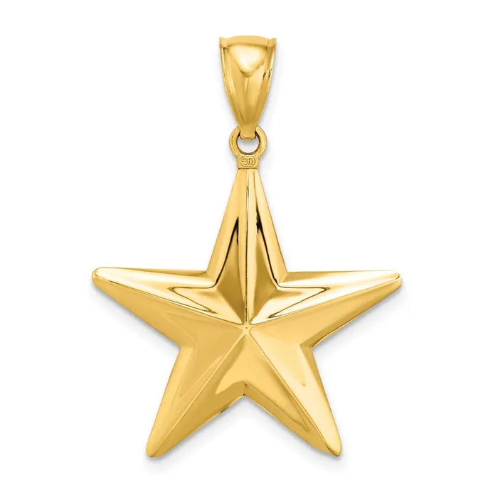 TreasureFineJewelers 14K 3D Nautical Star Charm Charm Necklaces