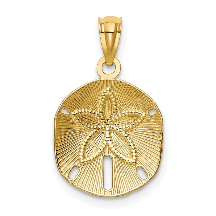 TreasureFineJewelers 14k Satin Diamondcut Sand Dollar Pendant Necklaces