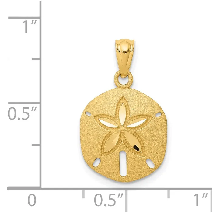 TreasureFineJewelers 14k Satin Diamondcut Sand Dollar Pendant Necklaces