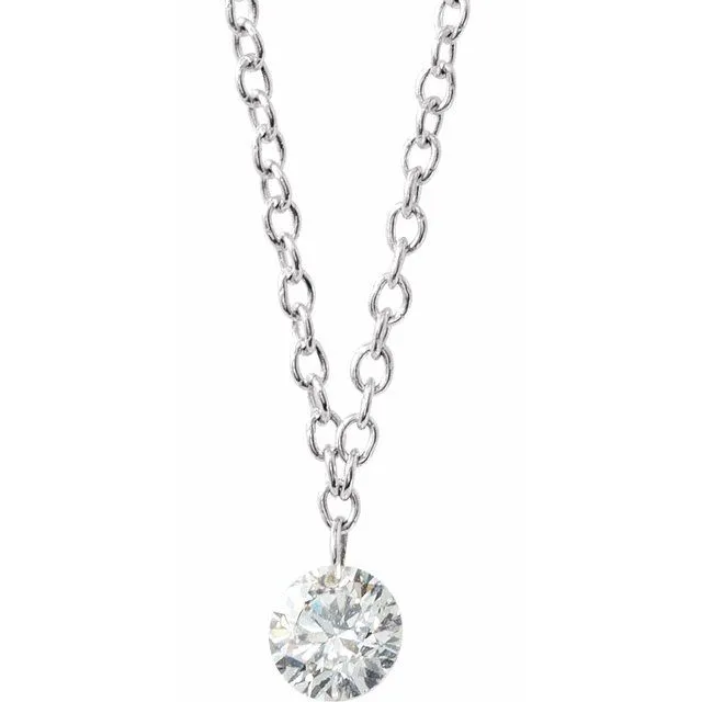 TreasureFineJewelers 14K White Gold 16 CT Drilled Natural Diamond Solitaire 6 127 12 Bracelet Bracelets
