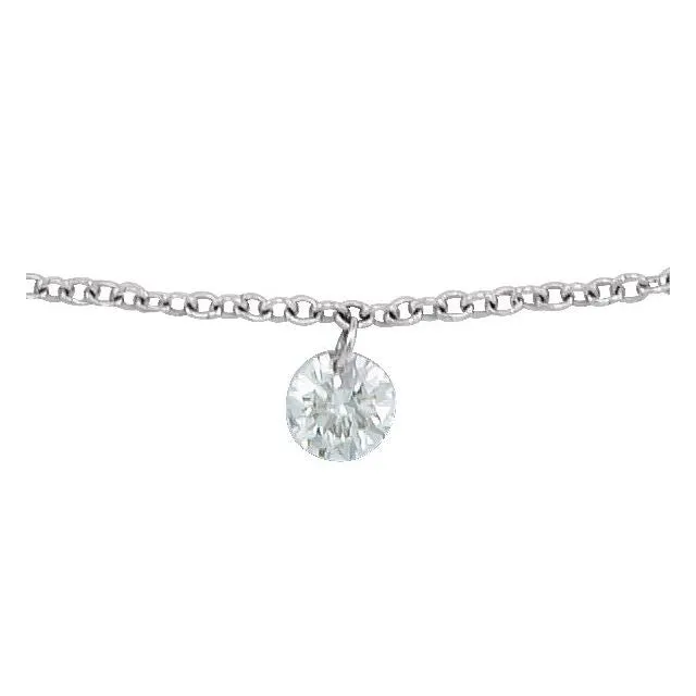 TreasureFineJewelers 14K White Gold 16 CT Drilled Natural Diamond Solitaire 6 127 12 Bracelet Bracelets
