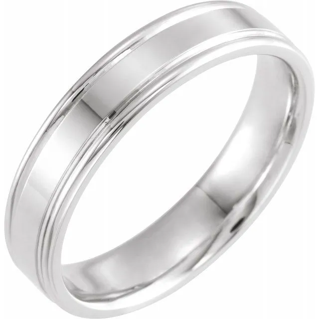 TreasureFineJewelers 14K White Gold 5 mm ComfortFit Grooved Band Rings
