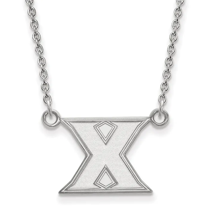 TreasureFineJewelers 14K White Gold Xavier University Small Pendant with Necklace Necklaces TreasureFineJewelers 14K White Gold Xavier University Small Pendant with Necklace Necklaces