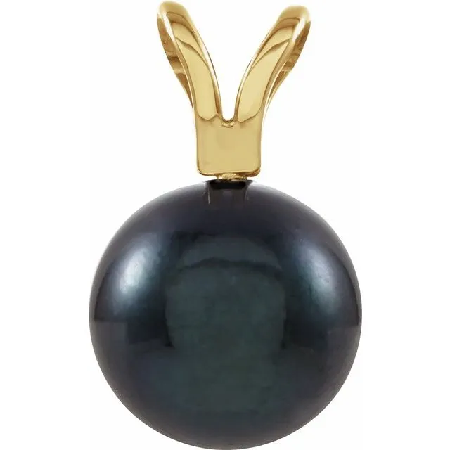 TreasureFineJewelers 14K Yellow Black Akoya Cultured Pearl Pendant Necklaces TreasureFineJewelers 14K Yellow Black Akoya Cultured Pearl Pendant Necklaces