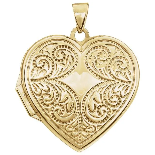 TreasureFineJewelers 14K Yellow Gold Heart Locket Necklaces
