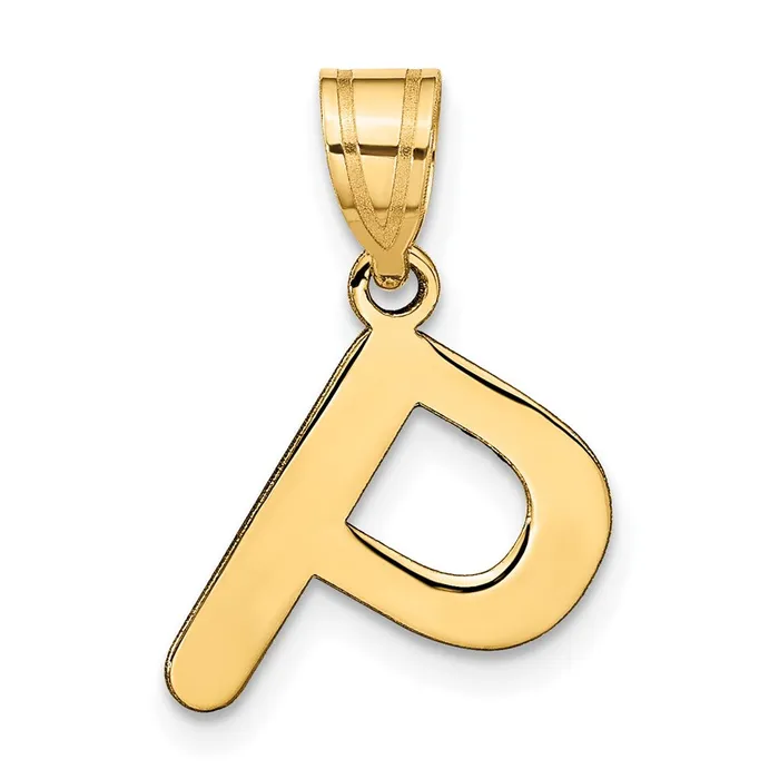 TreasureFineJewelers 14k Yellow Gold Polished Bubble Letter P Initial Pendant Necklaces TreasureFineJewelers 14k Yellow Gold Polished Bubble Letter P Initial Pendant Necklaces
