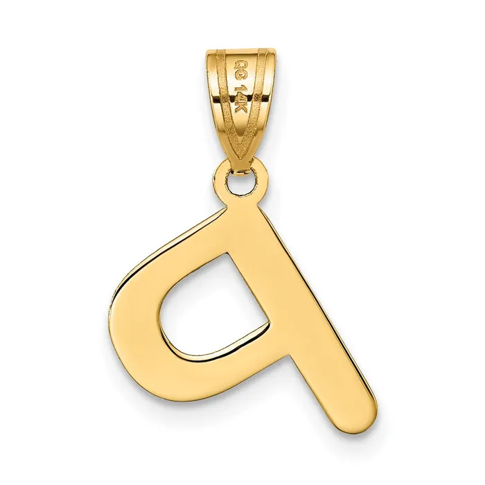 TreasureFineJewelers 14k Yellow Gold Polished Bubble Letter P Initial Pendant Necklaces