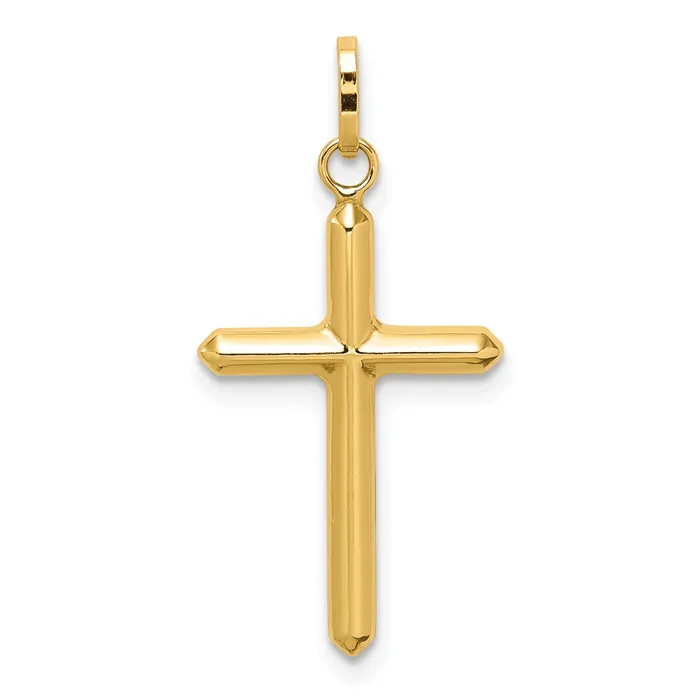 TreasureFineJewelers 14k Yellow Gold Polished Hollow Latin Cross Charm Charm Necklaces TreasureFineJewelers 14k Yellow Gold Polished Hollow Latin Cross Charm Charm Necklaces