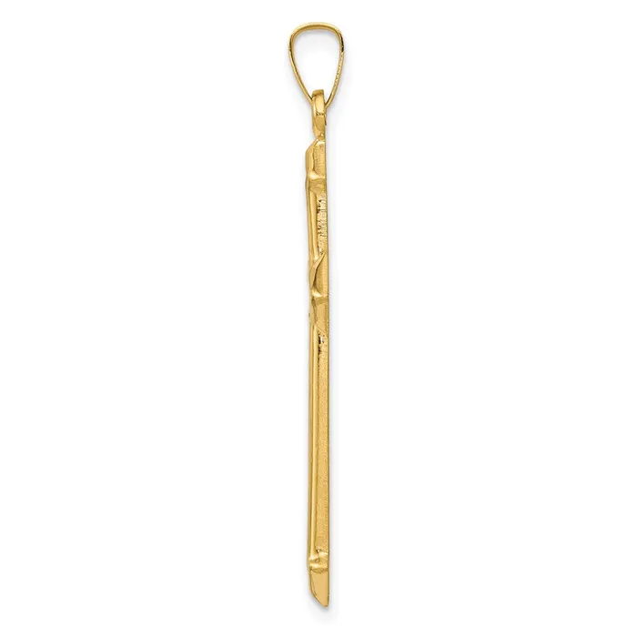 TreasureFineJewelers 14k Yellow Gold Rhodium wRhodium Polished and Textured Passion Cross Pendant Necklaces