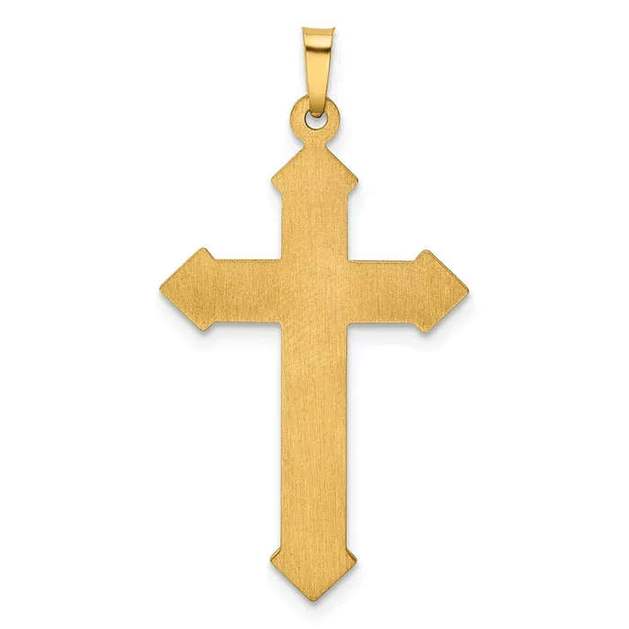 TreasureFineJewelers 14k Yellow Gold Rhodium wRhodium Polished and Textured Passion Cross Pendant Necklaces
