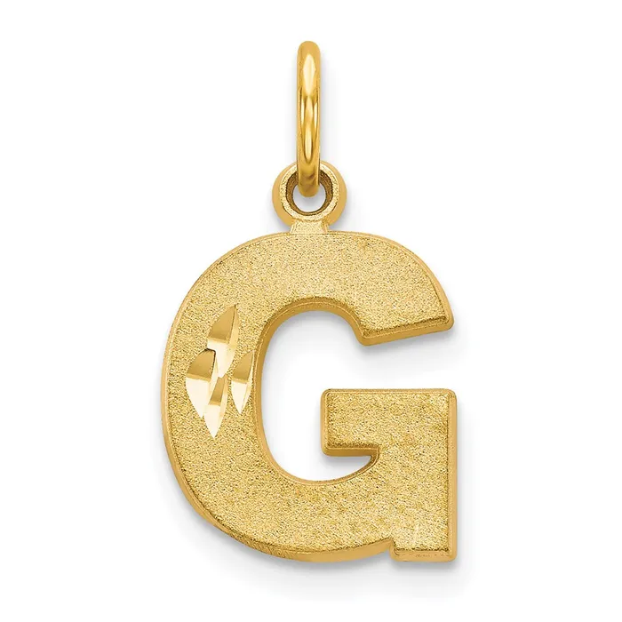 TreasureFineJewelers 14k Yellow Gold Satin Diamondcut Letter G Initial Charm Charm Necklaces TreasureFineJewelers 14k Yellow Gold Satin Diamondcut Letter G Initial Charm Charm Necklaces