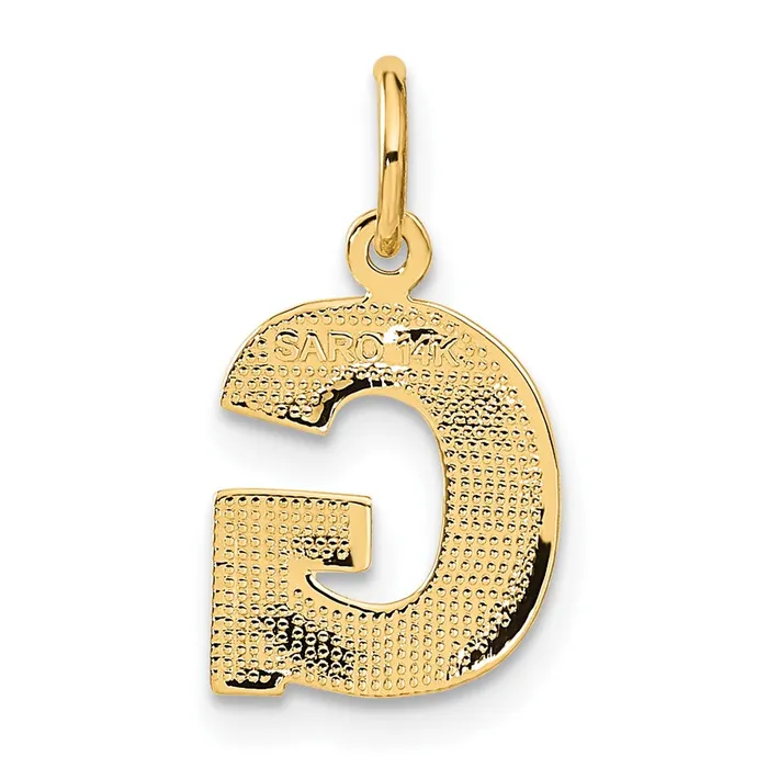 TreasureFineJewelers 14k Yellow Gold Satin Diamondcut Letter G Initial Charm Charm Necklaces