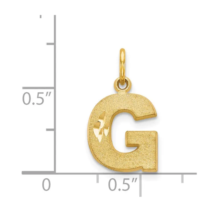 TreasureFineJewelers 14k Yellow Gold Satin Diamondcut Letter G Initial Charm Charm Necklaces