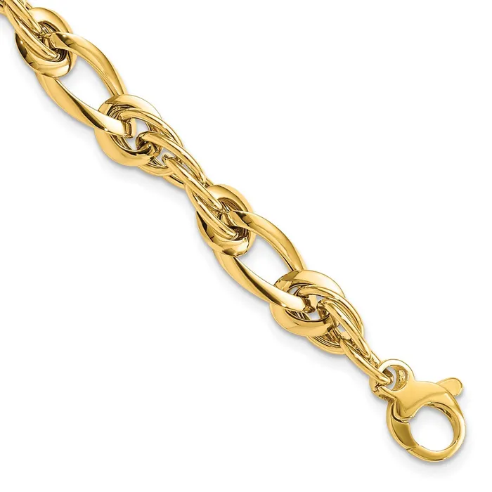 TreasureFineJewelers Bracelets 14k Polished Fancy Link 7in Bracelet
