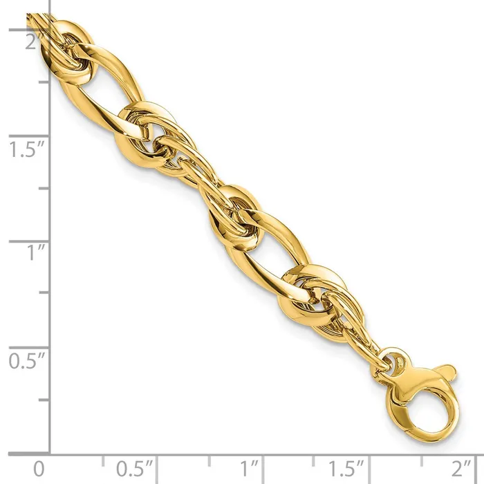 TreasureFineJewelers Bracelets 14k Polished Fancy Link 7in Bracelet