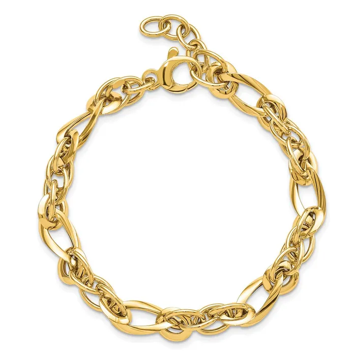 TreasureFineJewelers Bracelets 14k Polished Fancy Link 7in Bracelet