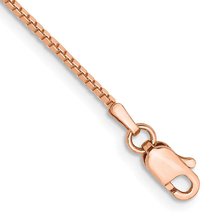 TreasureFineJewelers Bracelets 14K Rose Gold 8 inch 1mm Box Link with Lobster Clasp Bracelet TreasureFineJewelers Bracelets 14K Rose Gold 8 inch 1mm Box Link with Lobster Clasp Bracelet