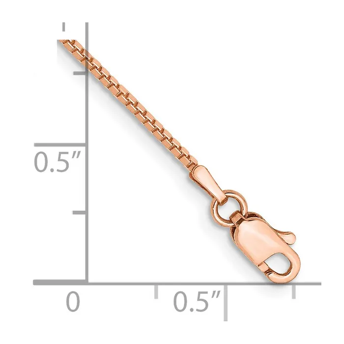 TreasureFineJewelers Bracelets 14K Rose Gold 8 inch 1mm Box Link with Lobster Clasp Bracelet
