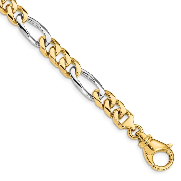 TreasureFineJewelers Bracelets 14K Twotone 8 inch 785mm Hand Polished Fancy Link with Fancy Lobster Clasp Bracelet TreasureFineJewelers Bracelets 14K Twotone 8 inch 785mm Hand Polished Fancy Link with Fancy Lobster Clasp Bracelet
