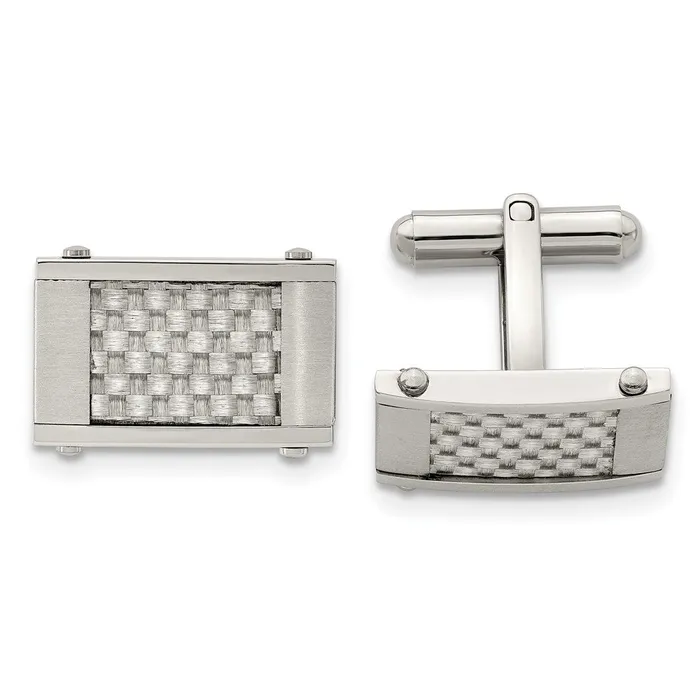 TreasureFineJewelers Bracelets Chisel Stainless Steel Brushed and Polished Grey Carbon Fiber Inlay Cufflinks TreasureFineJewelers Bracelets Chisel Stainless Steel Brushed and Polished Grey Carbon Fiber Inlay Cufflinks