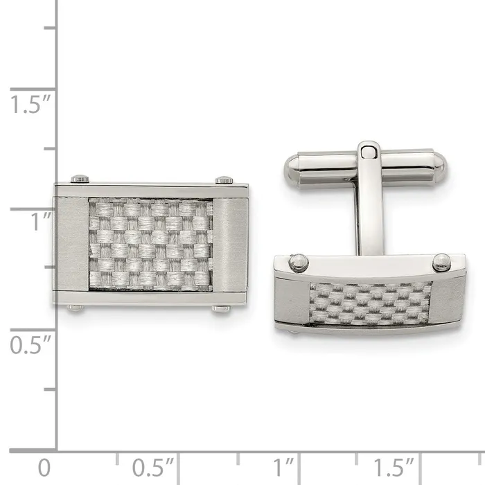 TreasureFineJewelers Bracelets Chisel Stainless Steel Brushed and Polished Grey Carbon Fiber Inlay Cufflinks