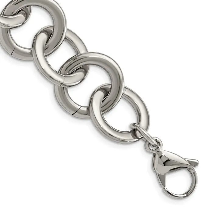 TreasureFineJewelers Bracelets Chisel Stainless Steel Polished 75 inch Circle Link Bracelet with 1 inch Extension TreasureFineJewelers Bracelets Chisel Stainless Steel Polished 75 inch Circle Link Bracelet with 1 inch Extension