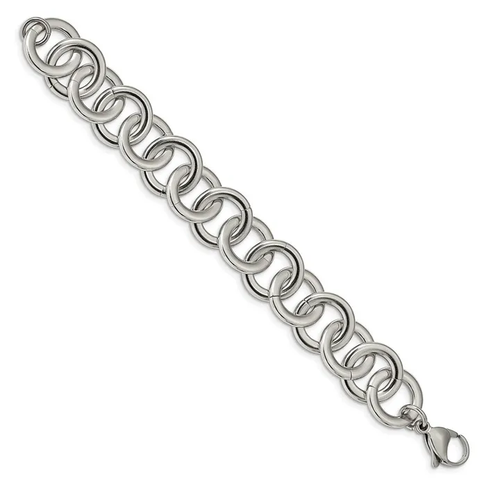 TreasureFineJewelers Bracelets Chisel Stainless Steel Polished 75 inch Circle Link Bracelet with 1 inch Extension