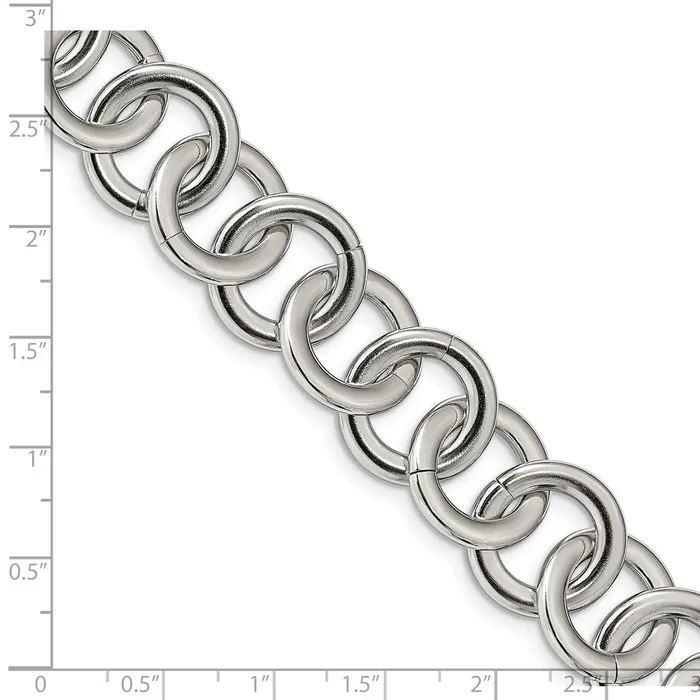 TreasureFineJewelers Bracelets Chisel Stainless Steel Polished 75 inch Circle Link Bracelet with 1 inch Extension