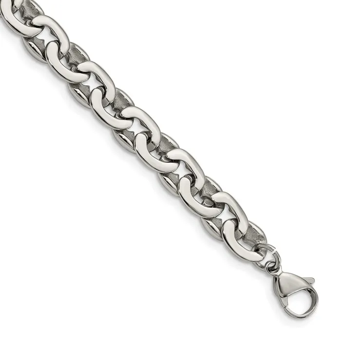 TreasureFineJewelers Bracelets Chisel Stainless Steel Polished 825 inch Oval Link Bracelet TreasureFineJewelers Bracelets Chisel Stainless Steel Polished 825 inch Oval Link Bracelet