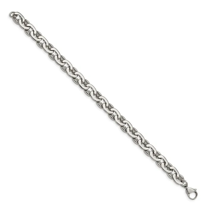 TreasureFineJewelers Bracelets Chisel Stainless Steel Polished 825 inch Oval Link Bracelet