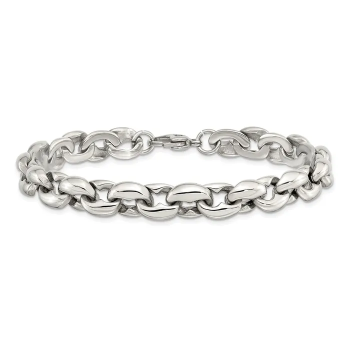 TreasureFineJewelers Bracelets Chisel Stainless Steel Polished 825 inch Oval Link Bracelet