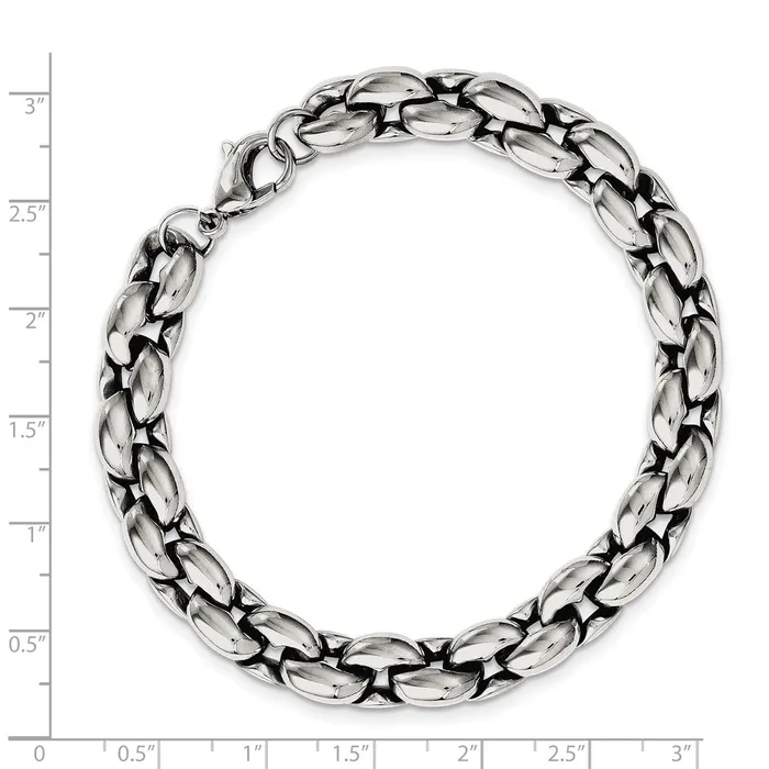 TreasureFineJewelers Bracelets Chisel Stainless Steel Polished 825 inch Oval Link Bracelet
