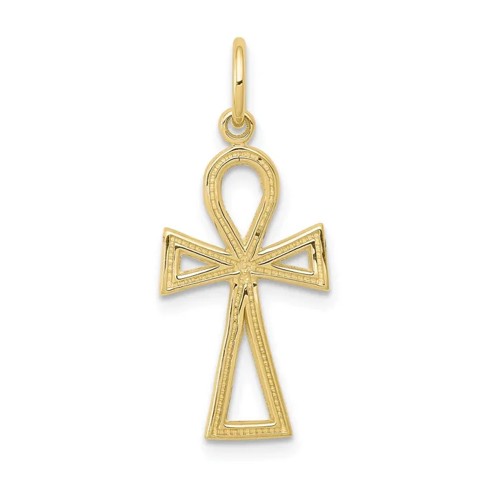 TreasureFineJewelers Charm Necklaces 10K Ankh Cross Charm